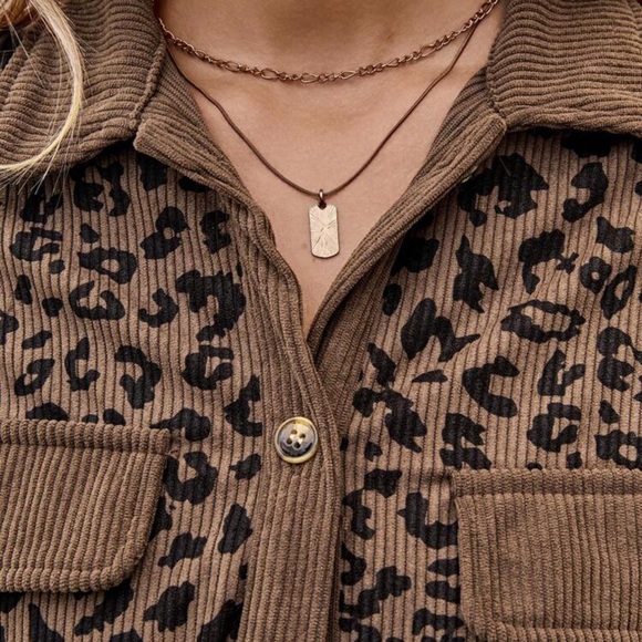 EMERY ROSE Women's Leopard Print Front Button Casual Long Sleeve Regular Jacket - Picture 5 of 5